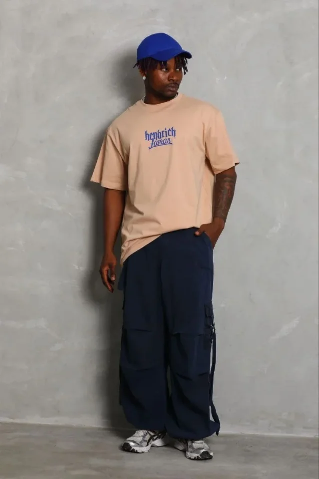 Erkek Baskılı T-Shirt Kısa Kol Bisiklet Yaka Regular Fit Rahat Kalıp Günlük Tişört - Bej Erkek Baskılı T-Shirt Kısa Kol Bisiklet Yaka Regular Fit Rahat Kalıp Günlük Tişört - Bej