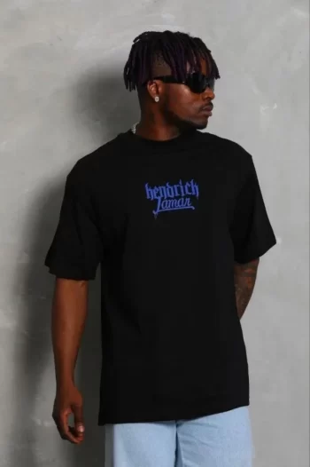 Erkek Baskılı T-Shirt Kısa Kol Bisiklet Yaka Regular Fit Rahat Kalıp Günlük Tişört - Siyah