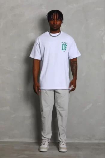 Erkek Baskılı T-Shirt Kısa Kol Bisiklet Yaka Regular Fit Rahat Kalıp Günlük Tişört - Beyaz