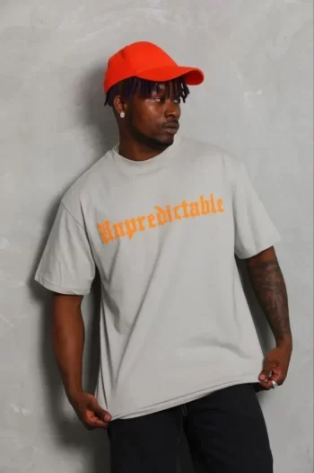 Erkek Baskılı T-Shirt Kısa Kol Bisiklet Yaka Regular Fit Rahat Kalıp Günlük Tişört - Gri