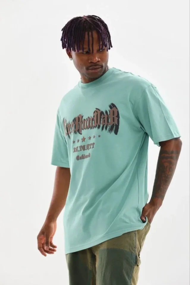 Erkek Baskılı T-Shirt Kısa Kol Bisiklet Yaka Regular Fit Rahat Kalıp Günlük Tişört - Mint Yeşili Erkek Baskılı T-Shirt Kısa Kol Bisiklet Yaka Regular Fit Rahat Kalıp Günlük Tişört - Mint Yeşili