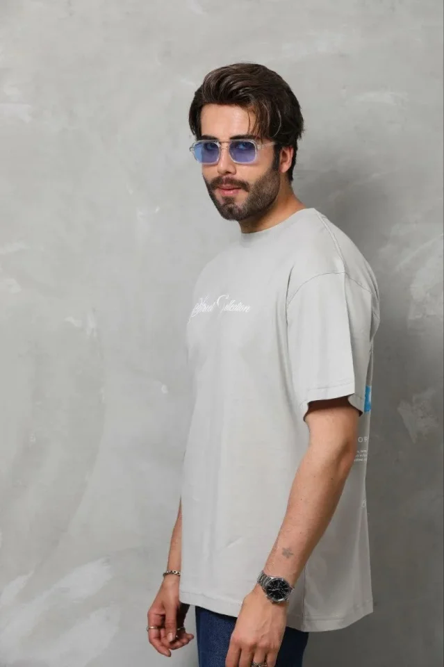 Erkek Baskılı T-Shirt Kısa Kol Bisiklet Yaka Regular Fit Rahat Kalıp Günlük Tişört - Gri Erkek Baskılı T-Shirt Kısa Kol Bisiklet Yaka Regular Fit Rahat Kalıp Günlük Tişört - Gri