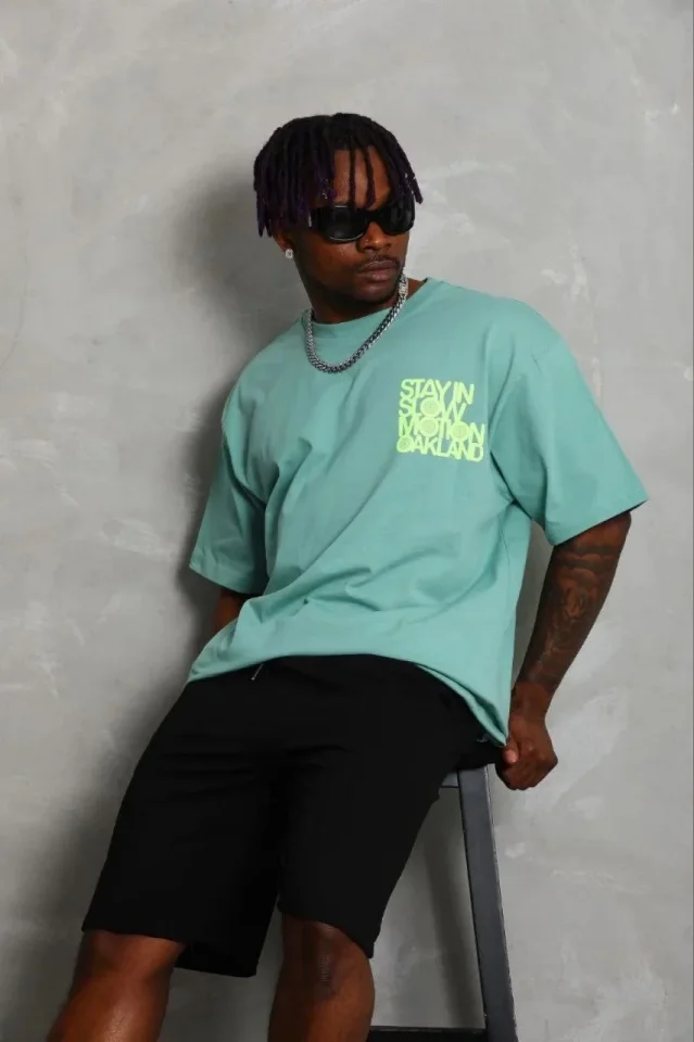 Erkek Baskılı T-Shirt Kısa Kol Bisiklet Yaka Regular Fit Rahat Kalıp Günlük Tişört - Mint Yeşili Erkek Baskılı T-Shirt Kısa Kol Bisiklet Yaka Regular Fit Rahat Kalıp Günlük Tişört - Mint Yeşili