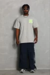 Erkek Baskılı T-Shirt Kısa Kol Bisiklet Yaka Regular Fit Rahat Kalıp Günlük Tişört - Gri