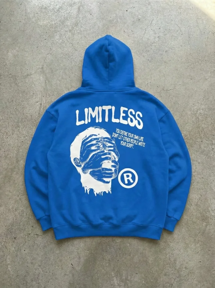 Erkek Premium Baskılı Kapşonlu Sweatshirt Üç İplik İçi Pamuklu Kanguru Cepli - Saks Mavisi Erkek Premium Baskılı Kapşonlu Sweatshirt Üç İplik İçi Pamuklu Kanguru Cepli - Saks Mavisi