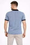 Erkek Polo Yaka Çizgili Tişört Kısa Kol Düğmeli Yazlık T-Shirt – Bebek Mavisi