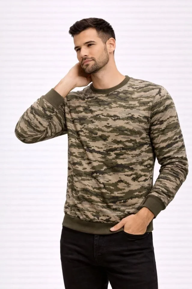 Erkek Kamuflaj Desenli 2 İplik 4 Mevsim Uzun Kollu Bisiklet Yaka Sweatshirt - Kamuflaj Erkek Kamuflaj Desenli 2 İplik 4 Mevsim Uzun Kollu Bisiklet Yaka Sweatshirt - Kamuflaj