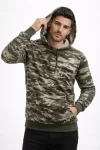 Erkek Kamuflaj Desenli 2 İplik 4 Mevsim Kapüşonlu Kanguru Cepli Hoodie Sweatshirt – Kamuflaj