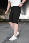 Erkek Diagonel Kumaş Duble Paça Cepli Bağcıklı Bel Lastikli ŞORT – Siyah
