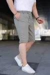 Erkek Diagonel Kumaş Duble Paça Cepli Bağcıklı Bel Lastikli ŞORT – Mint Yeşili