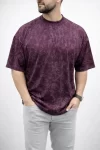 Erkek Premium Tişört OSY Yumuşak Dokulu Yıkamalı Oversize T-Shirt – Bordo