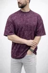 Erkek Premium Tişört OSY Yumuşak Dokulu Yıkamalı Oversize T-Shirt – Bordo