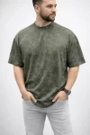 Erkek Premium Tişört OSY Yumuşak Dokulu Yıkamalı Oversize T-Shirt – Haki