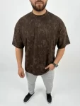 Erkek Premium Tişört OSY Yumuşak Dokulu Yıkamalı Oversize T-Shirt – Kahverengi