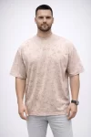 Erkek Premium Tişört OSY Yumuşak Dokulu Yıkamalı Oversize T-Shirt – Bej