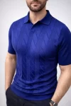 Erkek Yazlık Triko Dokuma Tişört Kısa Kol Polo Yaka T-Shirt – Lacivert