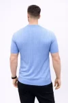 Erkek Kısa Kol Fitilli Triko T-Shirt Yazlık Hakim Yaka Tişört – Bebek Mavisi