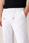 Erkek Keten Cepli Pantolon Lastikli Bel Bağcıklı Önden Fermuarlı – Beyaz