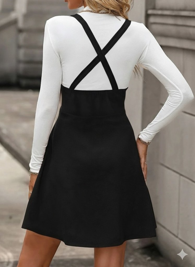 Kadın Askılı Düğmeli Mini Süet Elbise Kadın Askılı Düğmeli Mini Süet Elbise