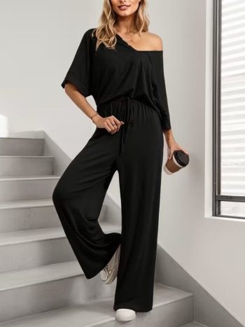 Kadın Kısa Kollu V Yakalı Viskon Bluz Ve Pantolon Ikili Takım