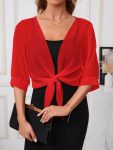 Kadın Truvakar Kollu önden Bağlamalı Kısa şifon Bolero Ceket