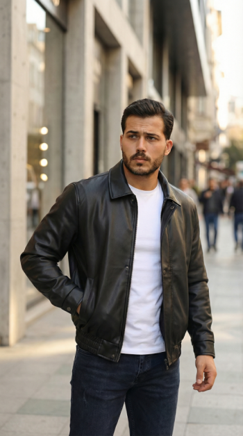 Erkek Astarlı Deri Ceket