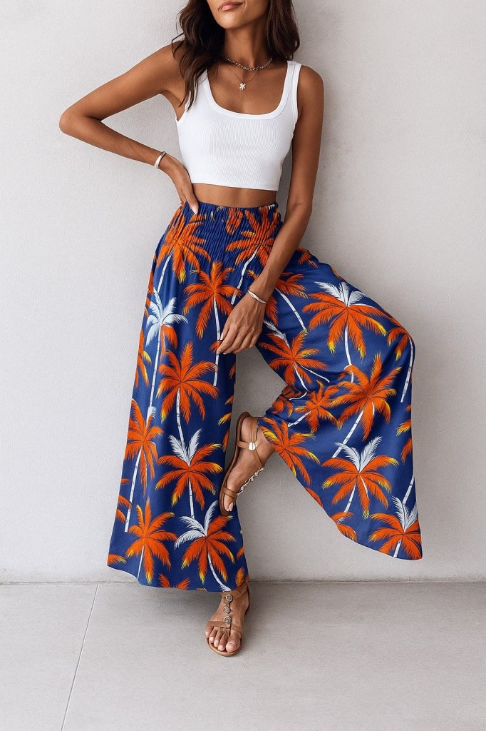 Kadın Yüksek Bel Lastikli Desenli Süprem Pantolon Kadın Yüksek Bel Lastikli Desenli Süprem Pantolon