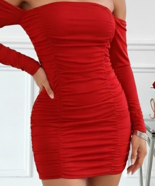 Kadın Uzun Kollu Omuzlardan Açık Takma Kollu Büzgülü Sandy Kısa Elbise Kadın Uzun Kollu Omuzlardan Açık Takma Kollu Büzgülü Sandy Kısa Elbise