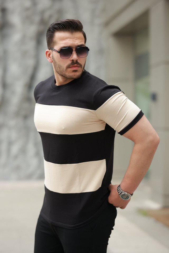 Erkek Parçalı Renk Kısa Kollu Tişört Erkek Parçalı Renk Kısa Kollu Tişört
