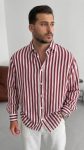 Erkek Dikey Çizgili Yarım Oversize Gömlek