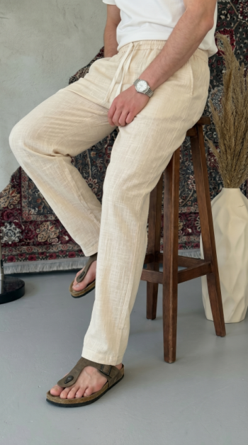 Erkek İthal Yıkamalı Keten Pantolon