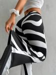 Kadın Yüksek Bel Zebra Desenli Dalgıç Tayt