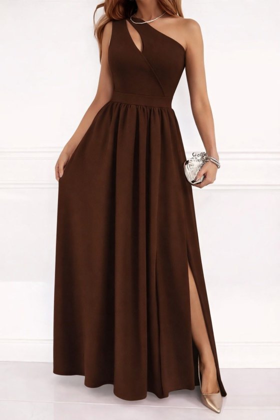 Kadın Omuzlardan Açık Asimetrik Yaka Detaylı Yırtmaçlı Maksi Boy Janjan Krep Elbise Kadın Omuzlardan Açık Asimetrik Yaka Detaylı Yırtmaçlı Maksi Boy Janjan Krep Elbise