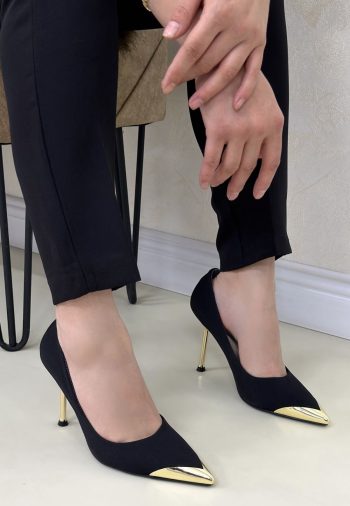 Alis Siyah Saten Stiletto Ayakkabı