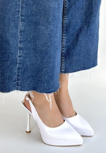 Arim Beyaz Rugan Platform Topuk Ayakkabı