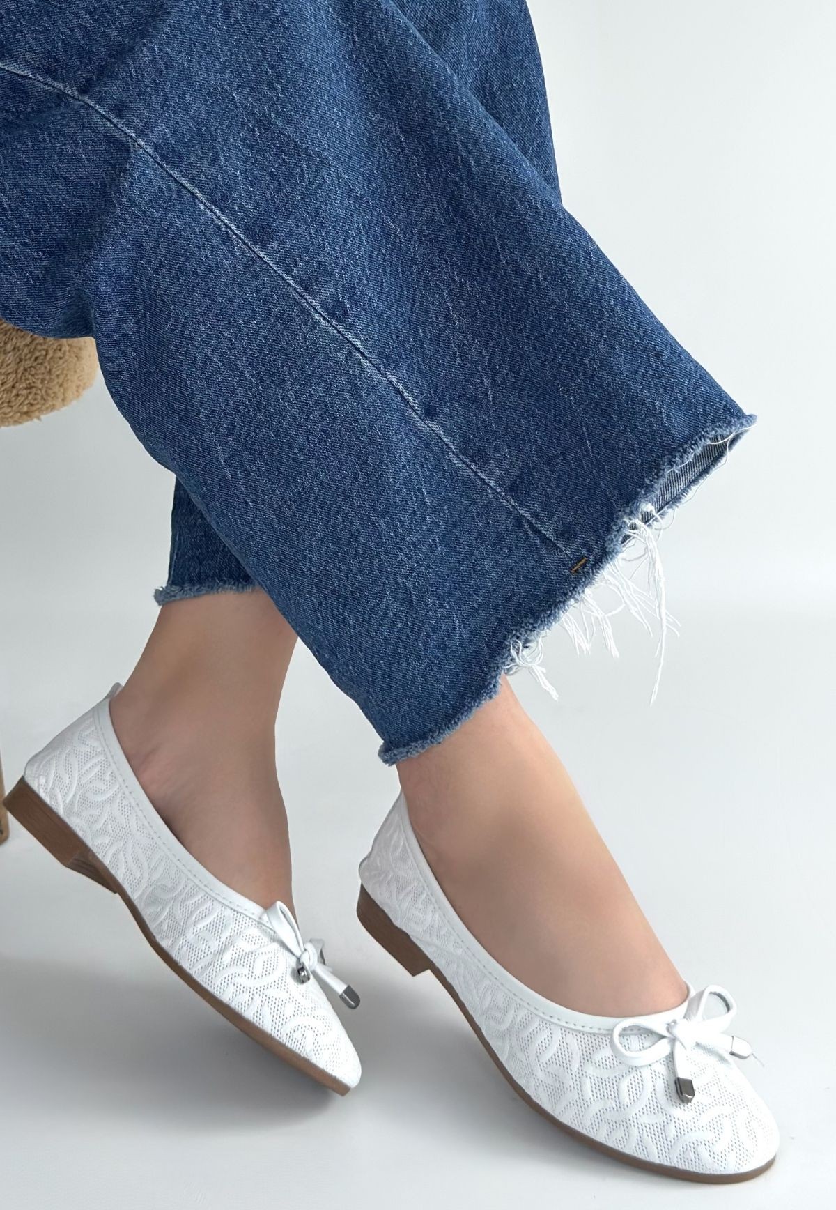 Jnues Beyaz Deri Babet Ayakkabı Jnues Beyaz Deri Babet Ayakkabı