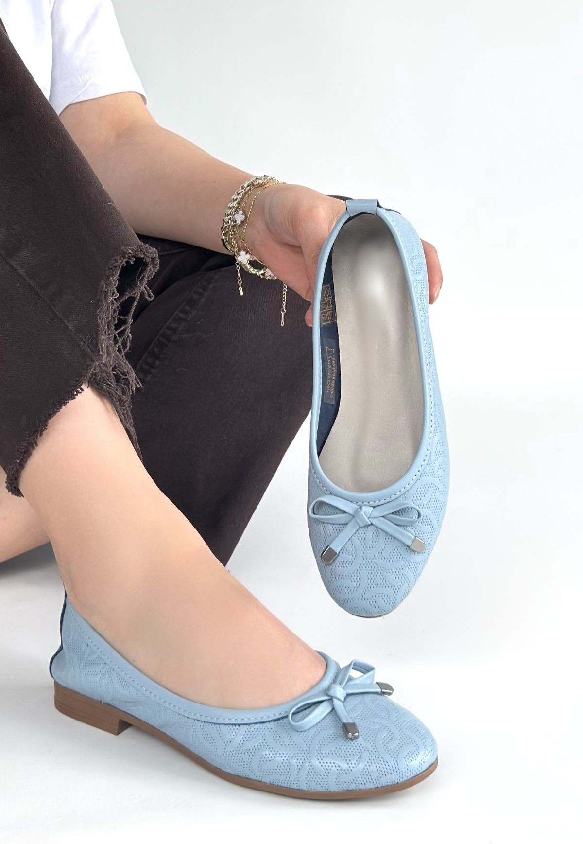 Jnues Mavi Deri Babet Ayakkabı Jnues Mavi Deri Babet Ayakkabı