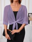 Kadın Truvakar Kollu önden Bağlamalı Kısa şifon Bolero Ceket