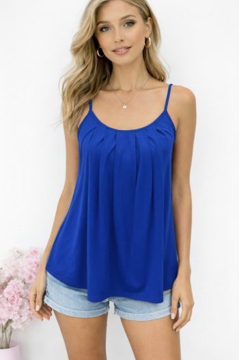 Kadın Ip Askılı Yuvarlak Yakalı Pileli Uzun Viskon Bluz