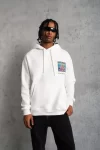 Erkek Patel Six Baskılı Kapüşonlu Sweat – Beyaz