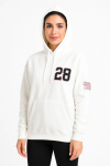 Üç İplik Kapüşonlu Ön Ve Arka Baskılı SweatShirt Hoodie – Beyaz