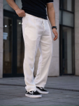 Erkek Keten Cepli Çıma Dikişli Jogger Buggy Pantalon Rahat Kalıp – Beyaz