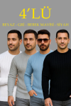 Erkek Fitilli Triko Kazak 4’lü Set – Beyaz