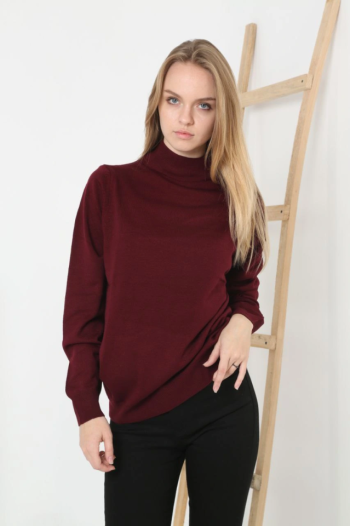 Uzun Kollu Rahat Regular Kalıp - Bordo