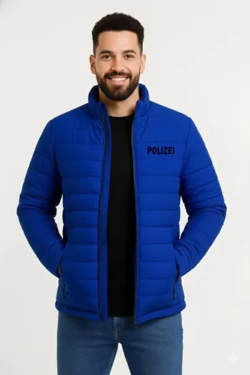 Erkek Mikro Su İtici Kapitone Baskılı Astarlı Fermuarlı Bomber Mont - Saks Mavisi