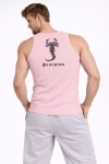 Erkek Fitilli Atlet Sıfır Yaka Slim Fit Arka Baskılı Spor Atlet – Pembe