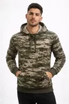 Erkek Kamuflaj Desenli 2 İplik 4 Mevsim Kapüşonlu Kanguru Cepli Hoodie Sweatshirt – Kamuflaj