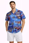 Erkek Marin Desenli Kısa Kol Gömlek Yazlık Rahat Kalıp Dijital Baskılı – Desenli
