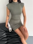 Mini Elbise Yarım Balıkçı Yaka Vücuda Oturan Şık Günlük Elbise – Mint Yeşili