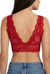 Dantel Bralet Crop Sütyen V Yaka Askılı Şık Esnek Rahat – Kırmızı